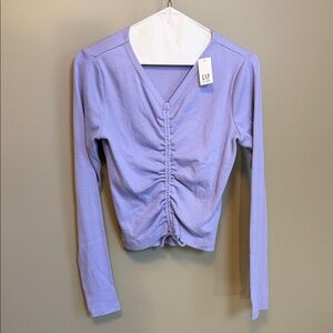 GAP Kids XXL Lavender OR Pink Ruched V-Neck Long Sleeve Top